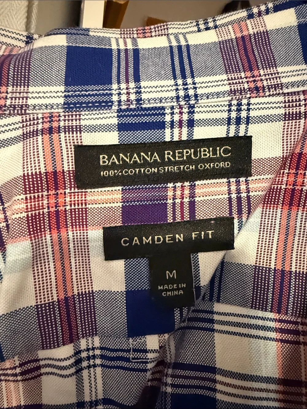 Banana Republic Men’s Plaid Button-Down Shirt - Blue & Pink